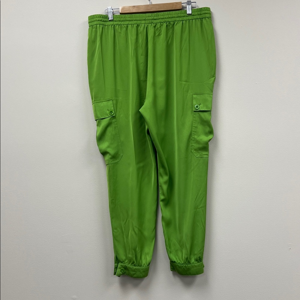 Lauren Ralph Lauren Charmeuse Green Cargo Jogger Draw String Relaxed Pants 14P - Picture 3 of 12